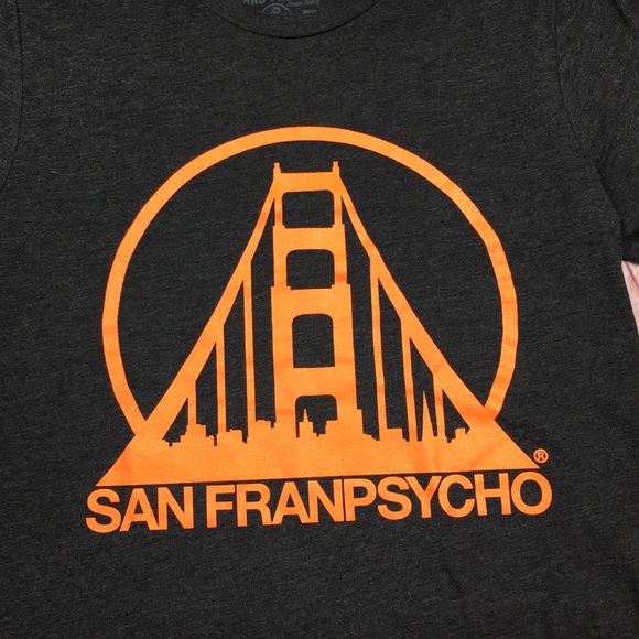 ➡️San FranPsycho Charcoal/Orange Tee Size Small - Picture 3 of 6